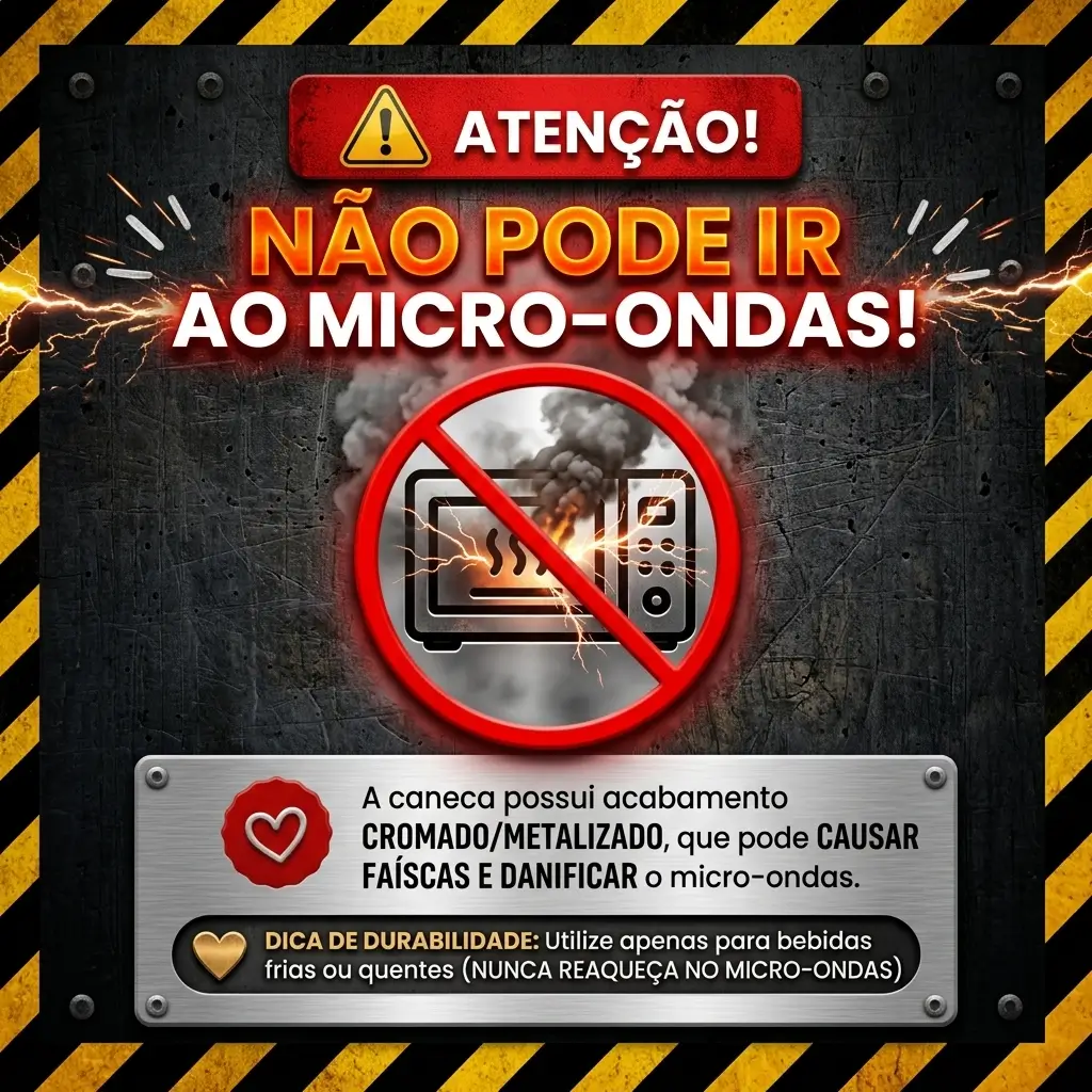 Cuidados - Caneca Cromada de Cerâmica - 325ml