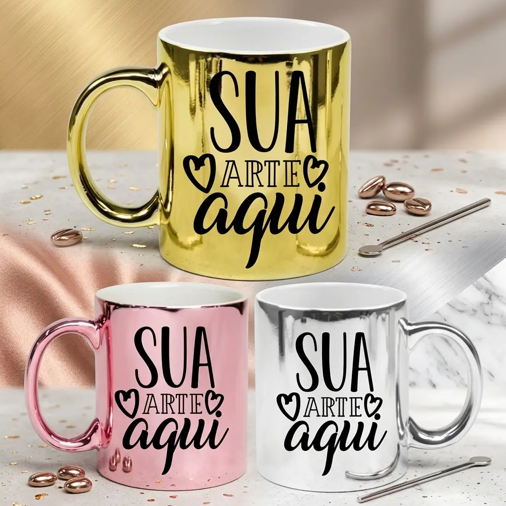 Caneca Cromada de Cerâmica - 325ml - Imagem 0