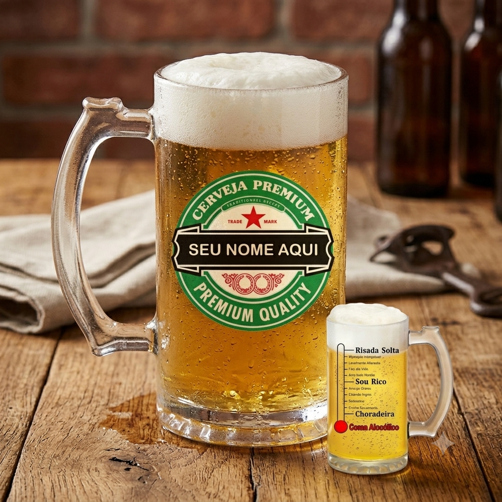 Caneca Chopp Personalizada Com Nome - Vidro Jateado