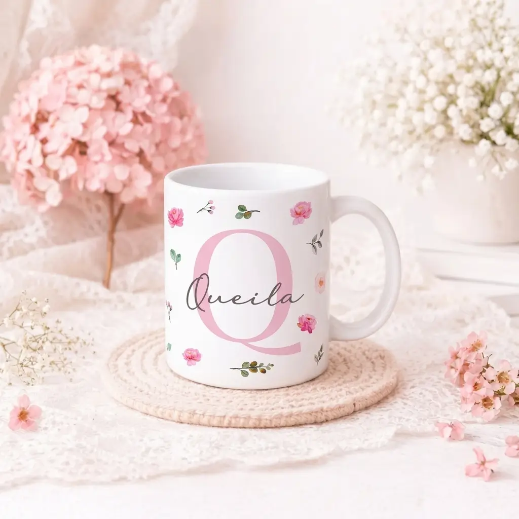 Caneca Alfabeto Florecer Q