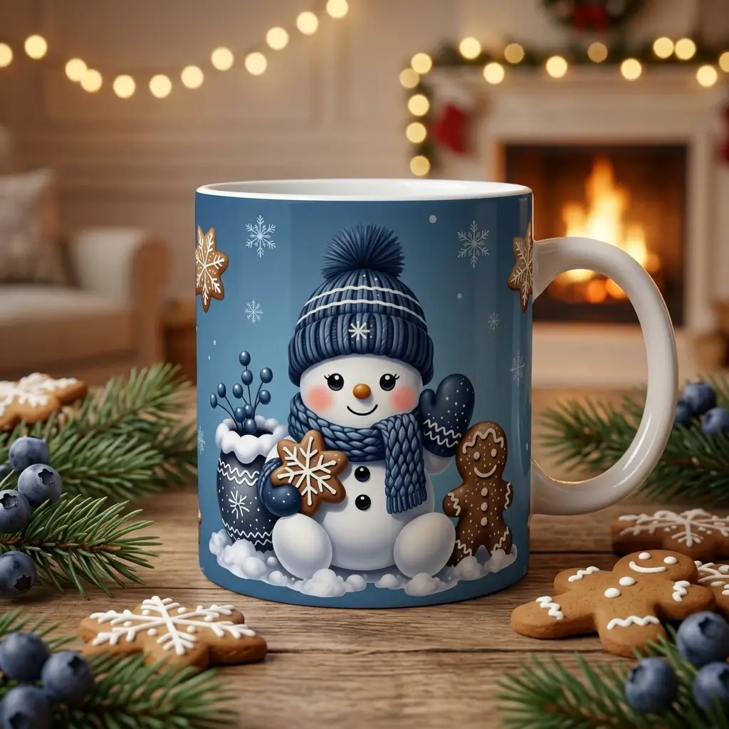 Caneca Boneco de Neve Azul