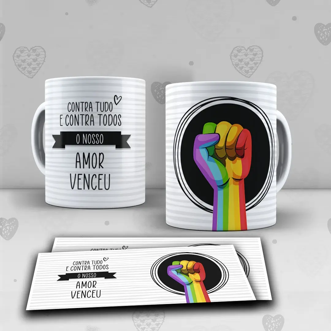 Caneca LGBTQIA+ O Amor venceu 2 ❤️🧡💛💚💙💜