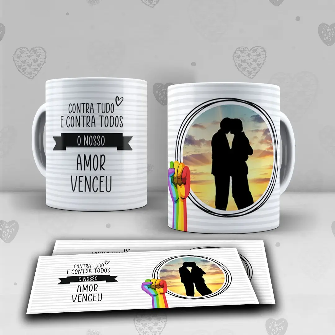 Caneca LGBTQIA+  O Amor Venceu 3 ❤️🧡💛💚💙💜