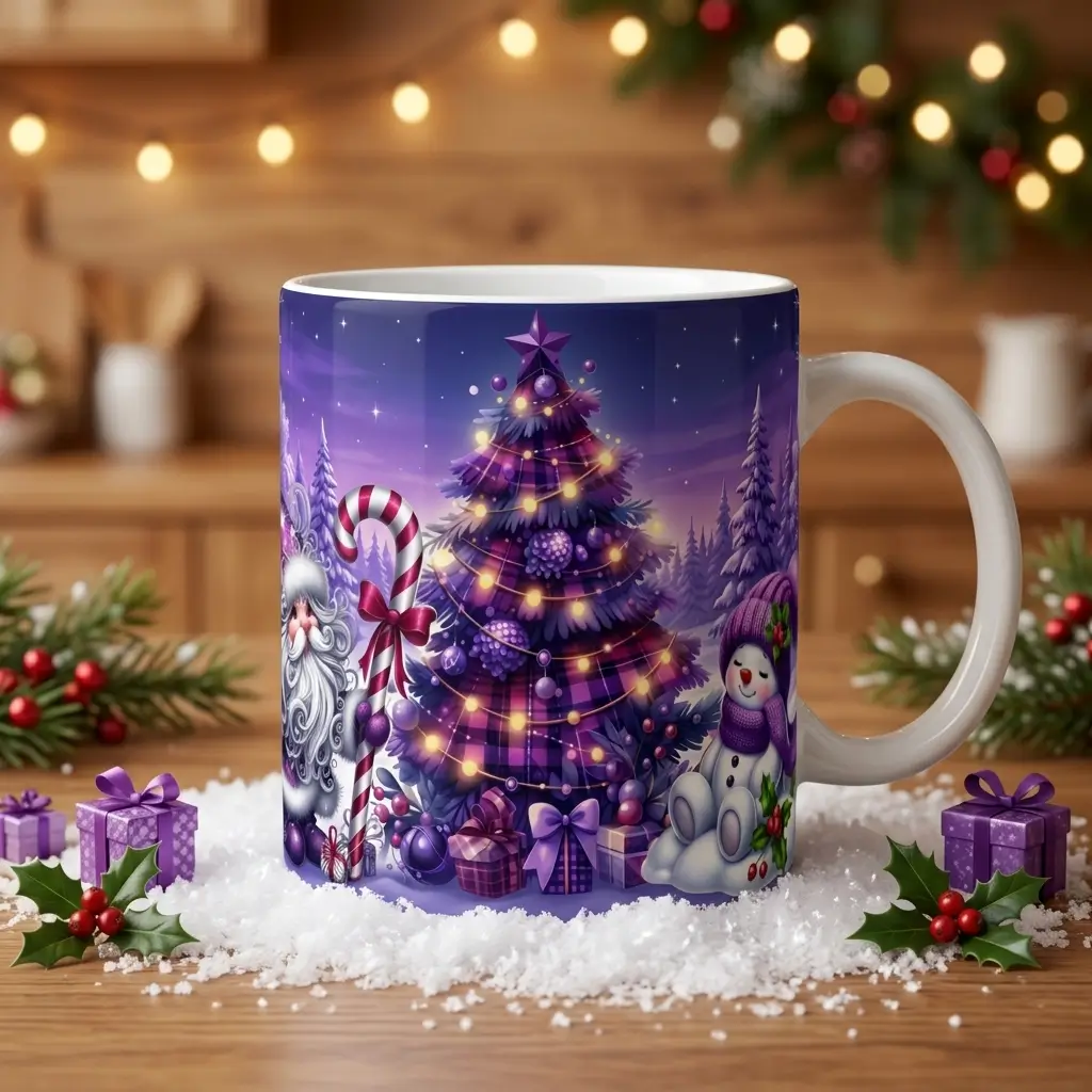 Caneca Papai Noel Roxo