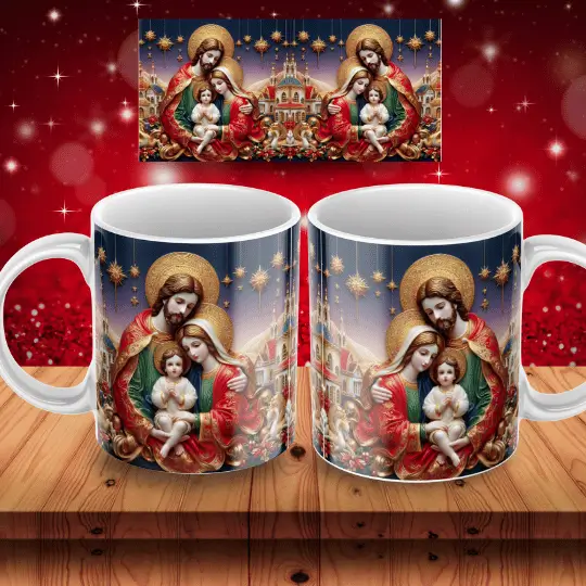 Caneca Sagrada Família Jesus, Maria e José - Miniatura