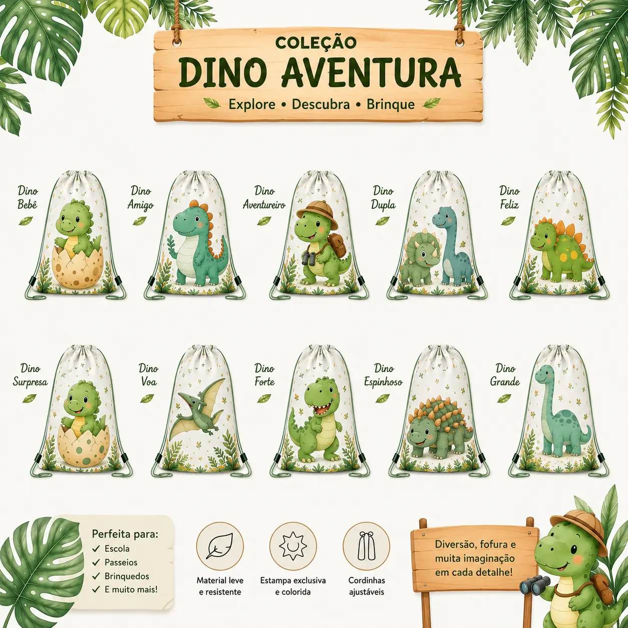 Mochila Infantil Coleção Dino Aventura
