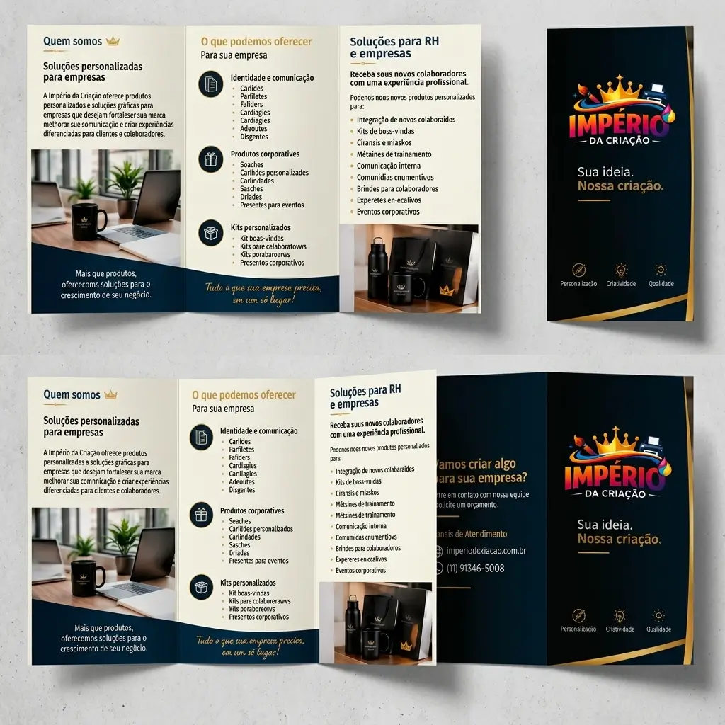 Folders  em Papel Couchê 90gr - 200x280mm - 4x4 Cores - 1 ou 2 duas dobras