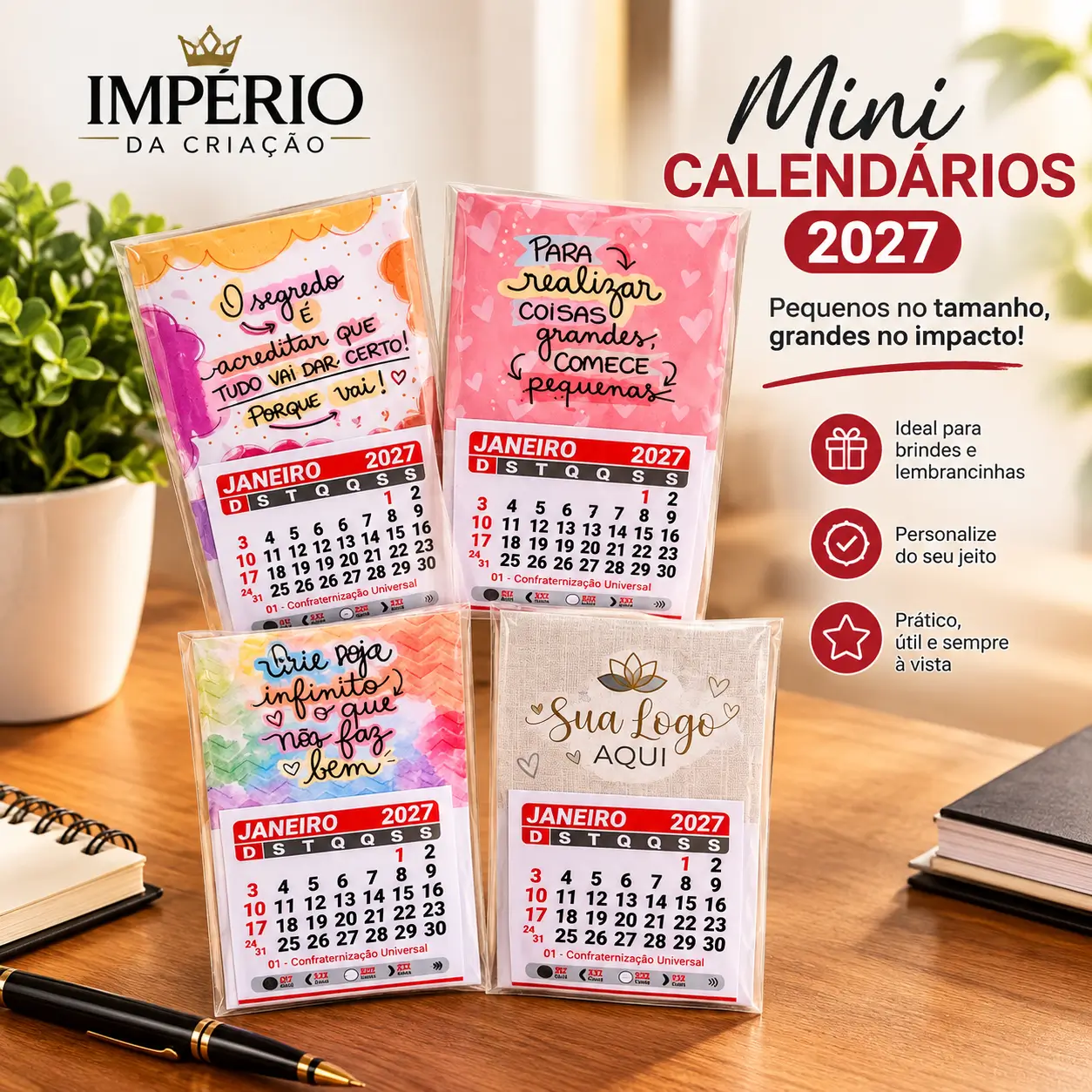 Mini Calendários Personalizados – Sua Marca Presente o Ano Todo