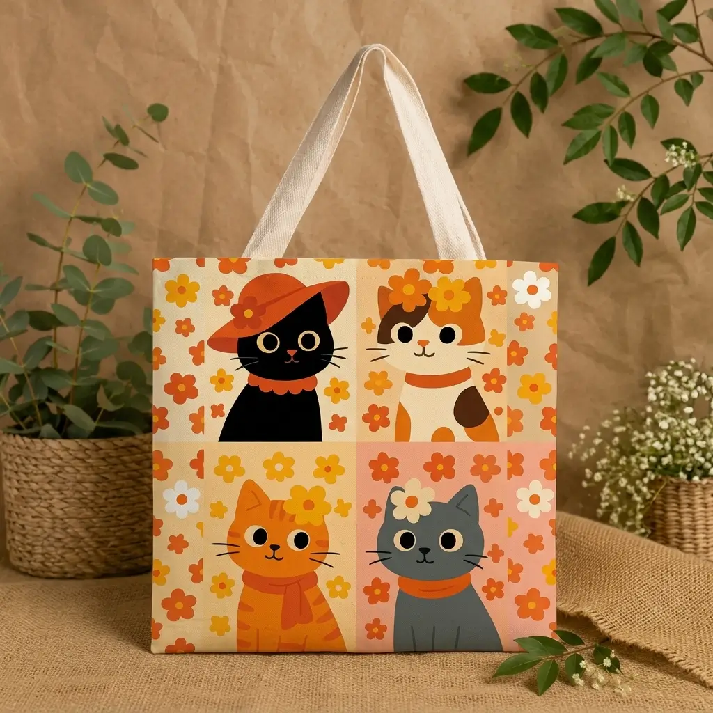 Bolsa Eco Bag Sustentável de Algodão Gata Amiga