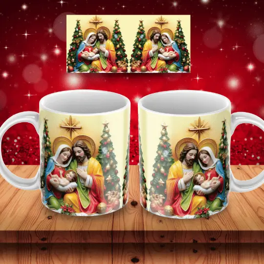 Caneca Sagrada Família Natalina 2 - Miniatura