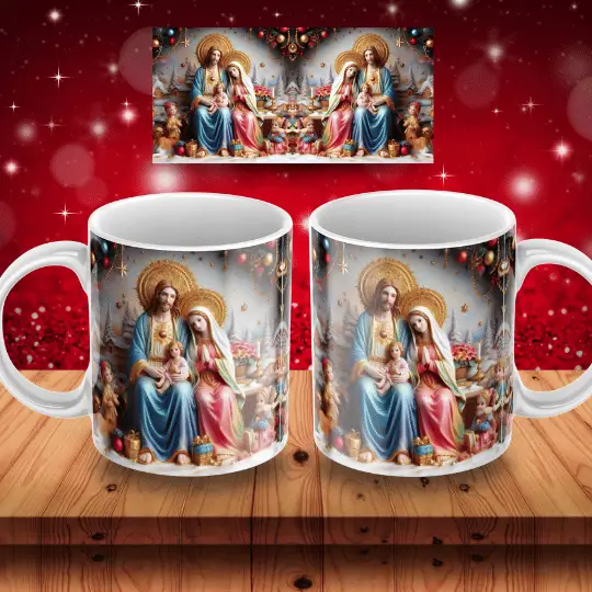 Caneca Sagrada Família Natalina - Miniatura