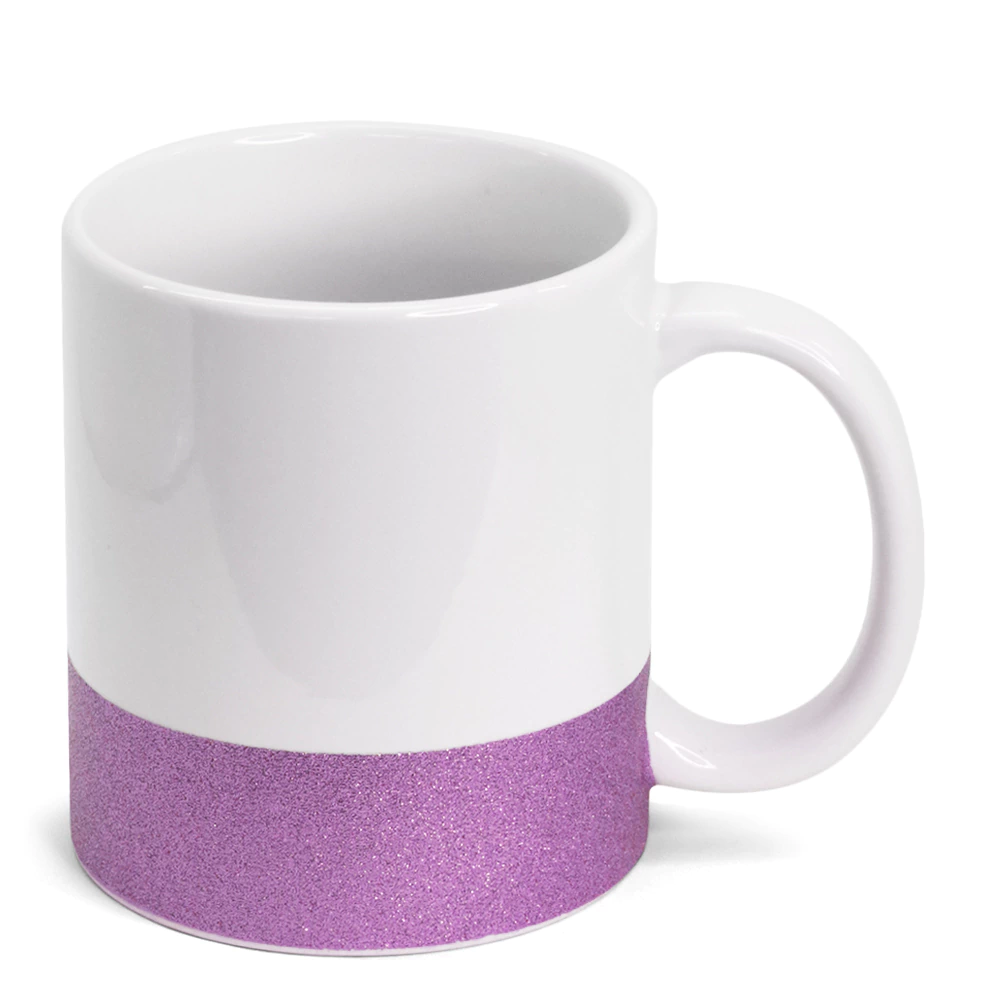 Caneca Branca  de Cerâmica com Base Glitter Dourada - Variação